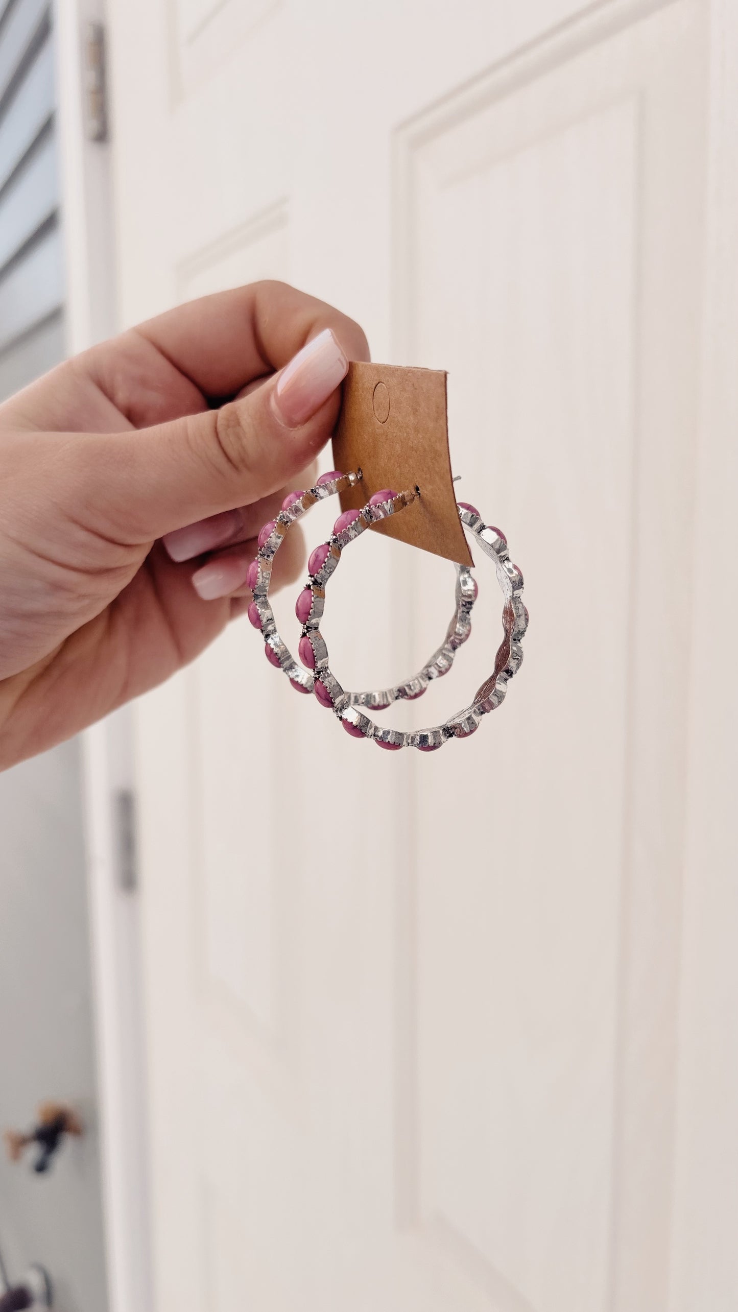 Pink Hoop Earrings