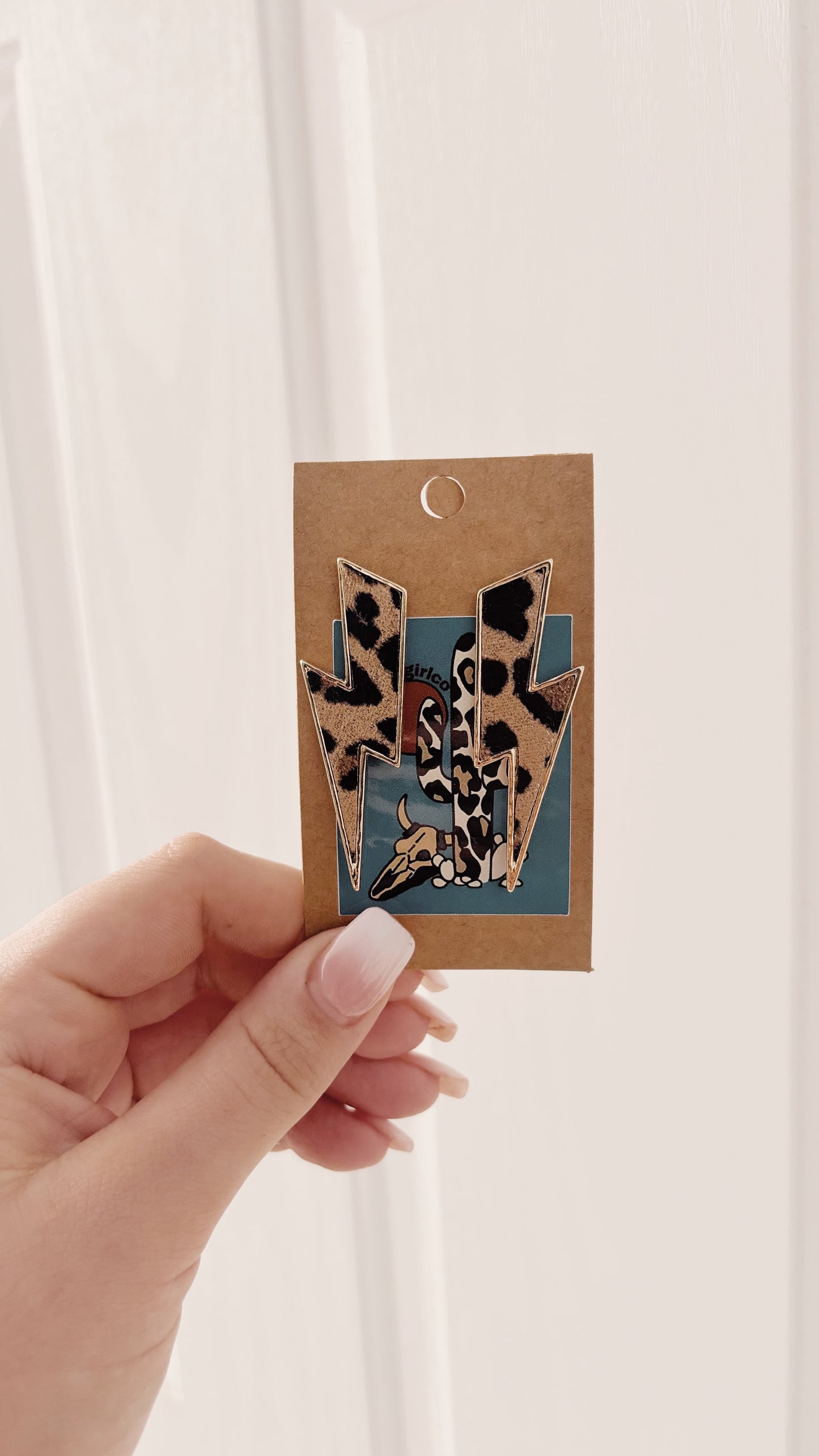 Gold Cheetah Lightning Bolt Earrings