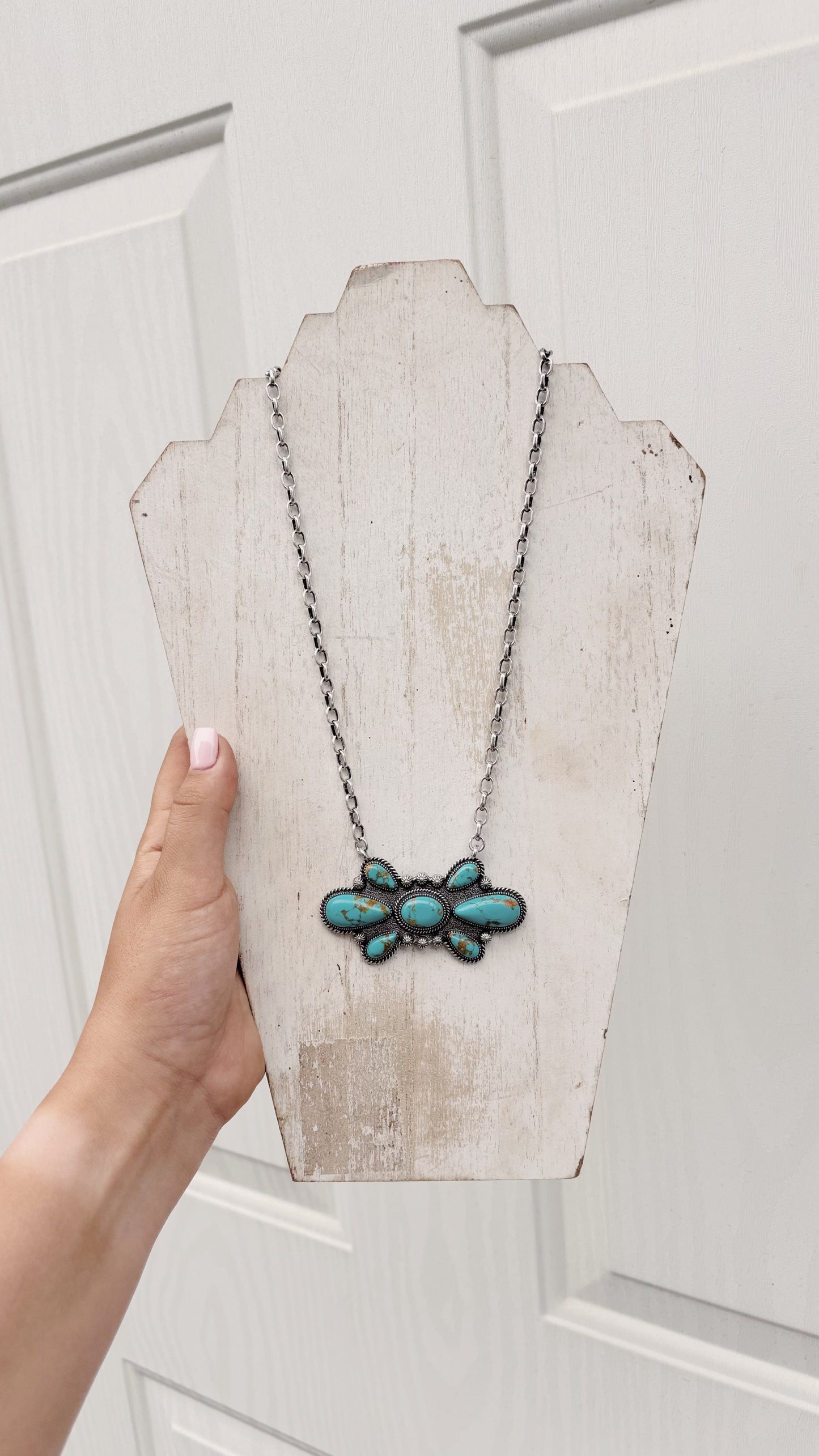 Turquoise Blossom Chain Necklace