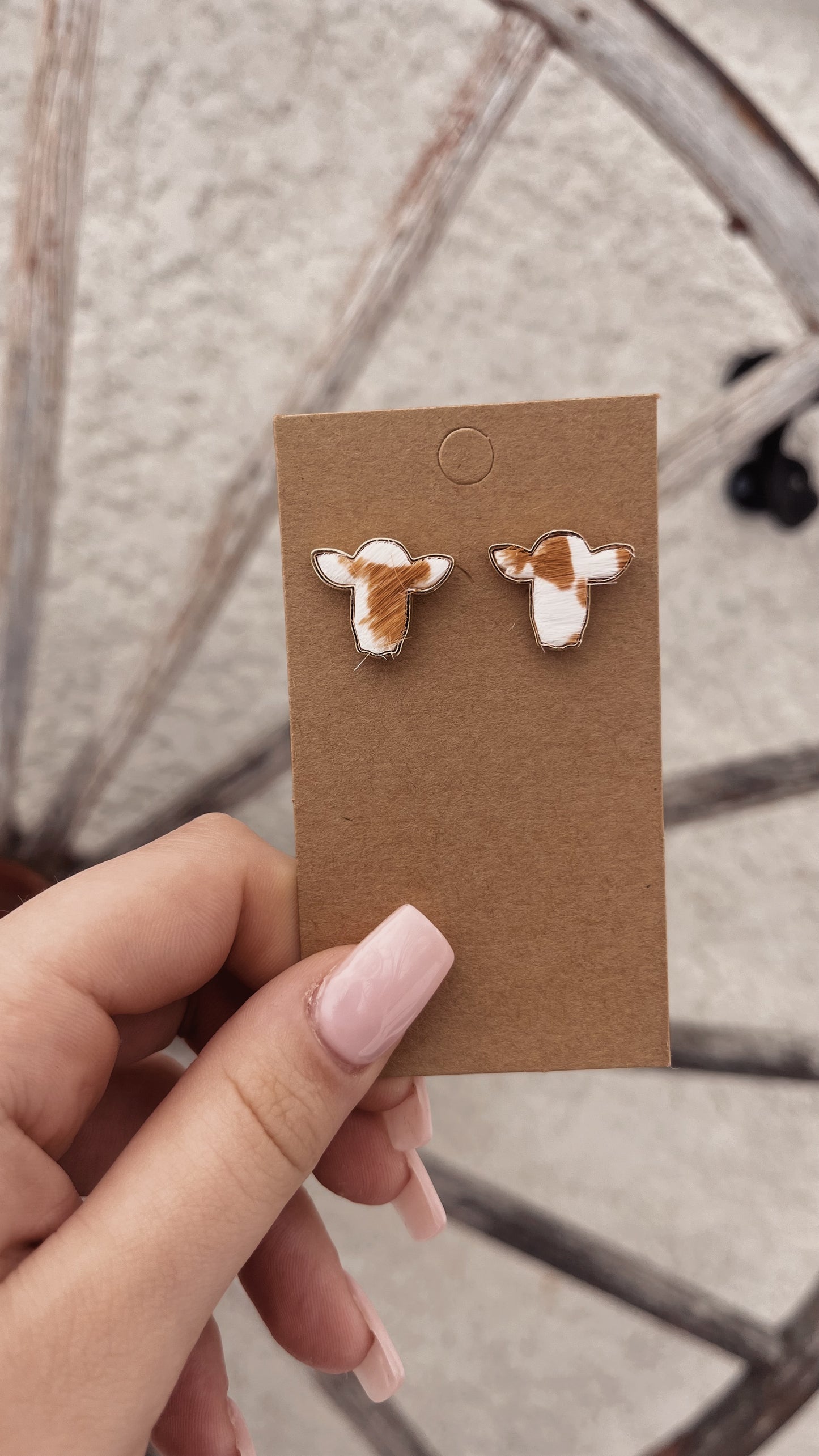 Gold Cow Head Stud Earrings