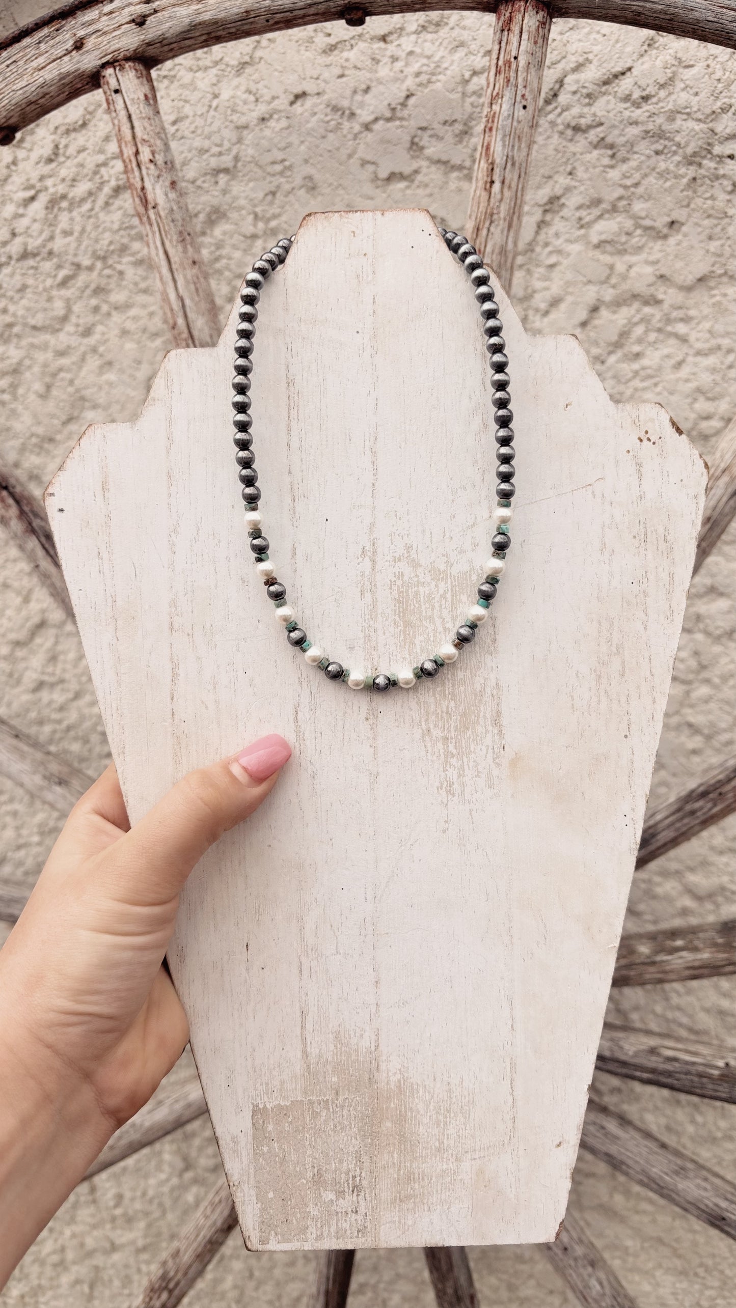Navajo, Peal, and Turquoise Beaded Necklace