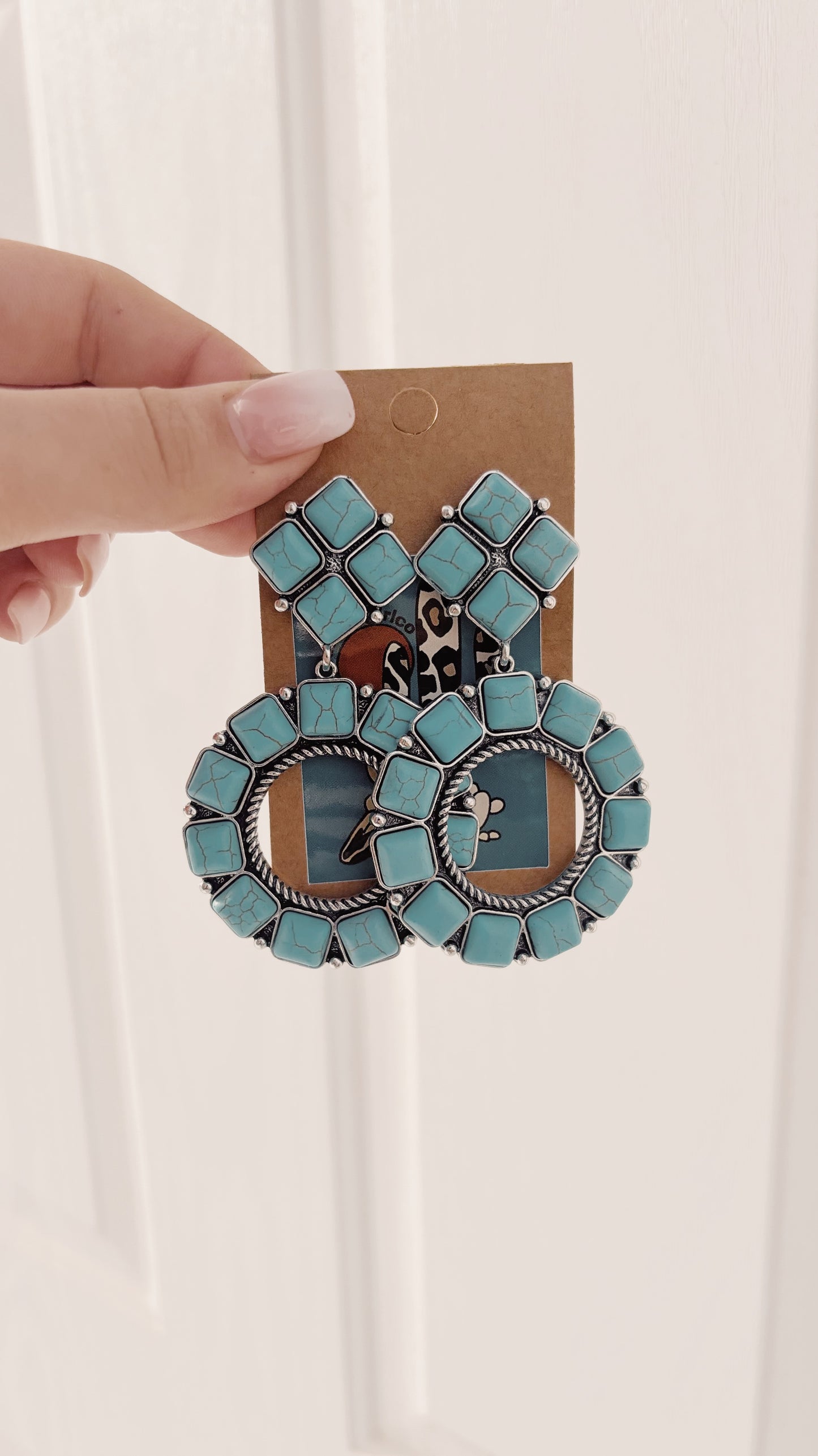 Turquoise Stud Circle Earrings