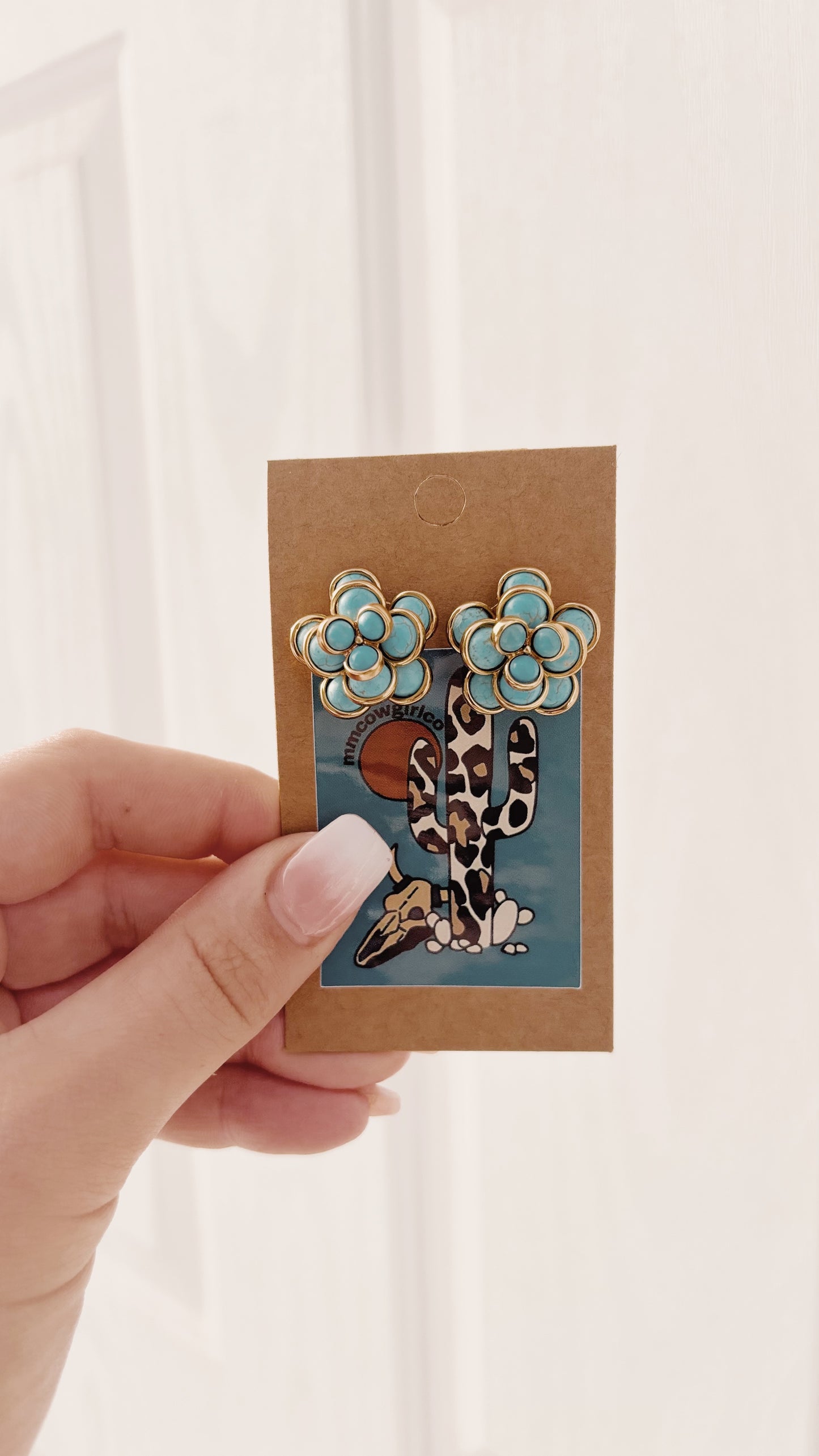 Gold Cluster Turquoise Earrings