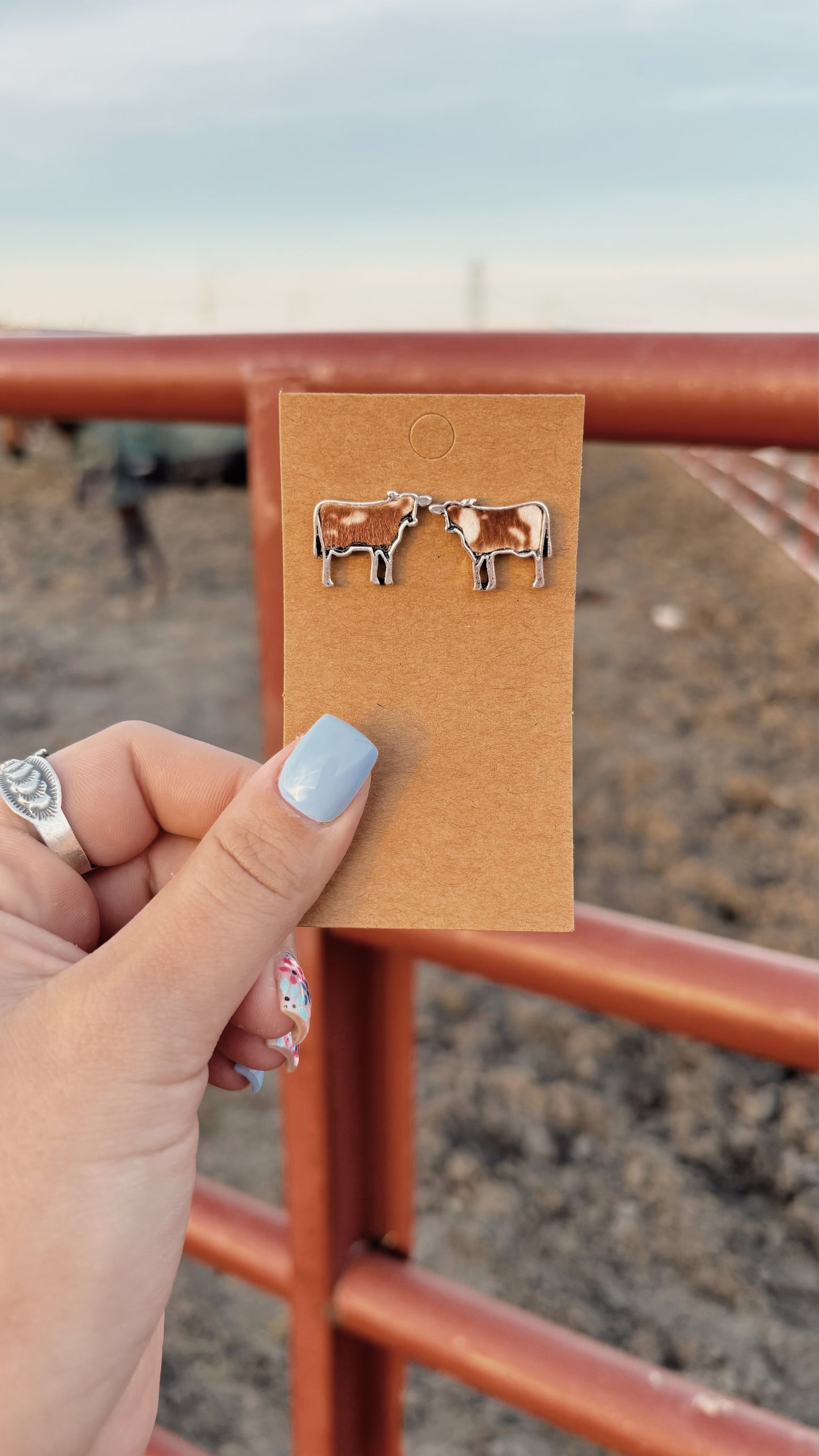 Brown Cow Stud Earrings