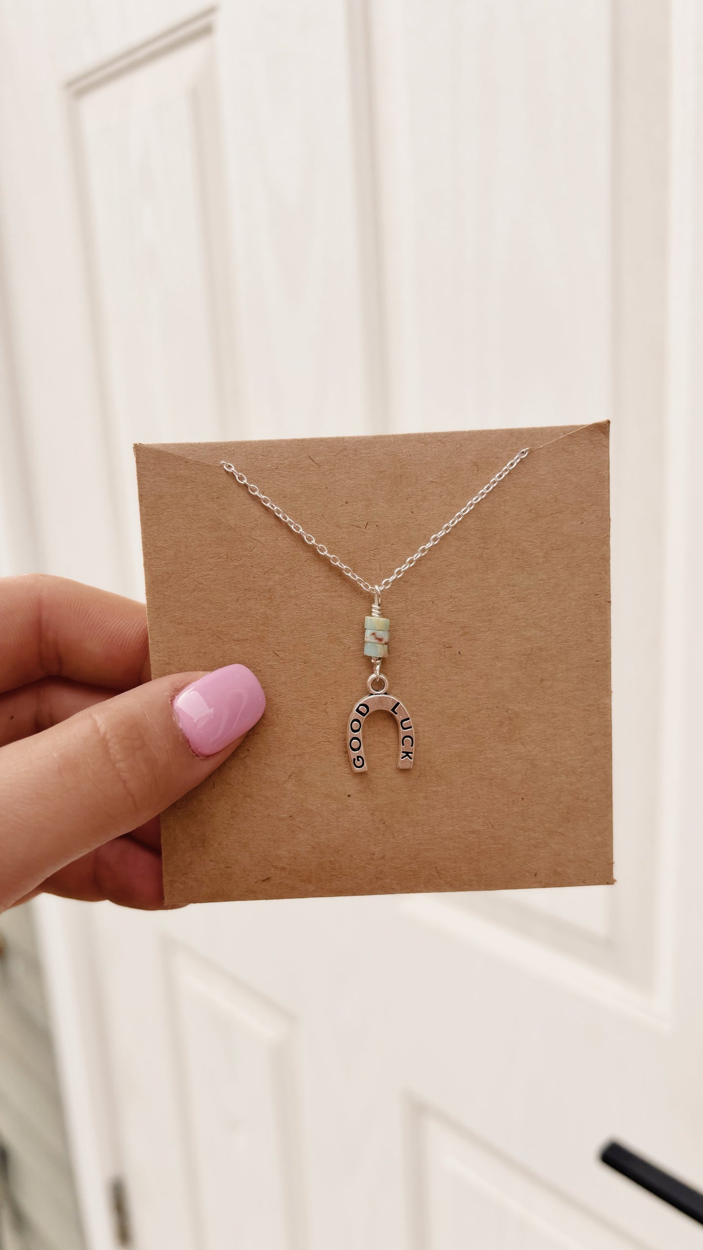 Silver Good Luck and Turquoise Necklace