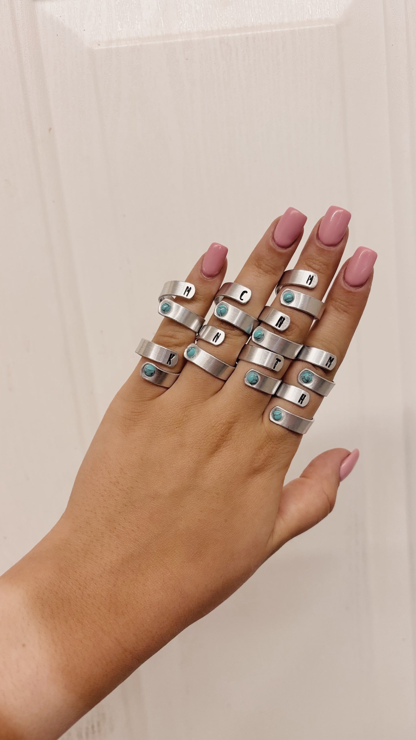 Custom Letter Wrap Ring + Turquoise