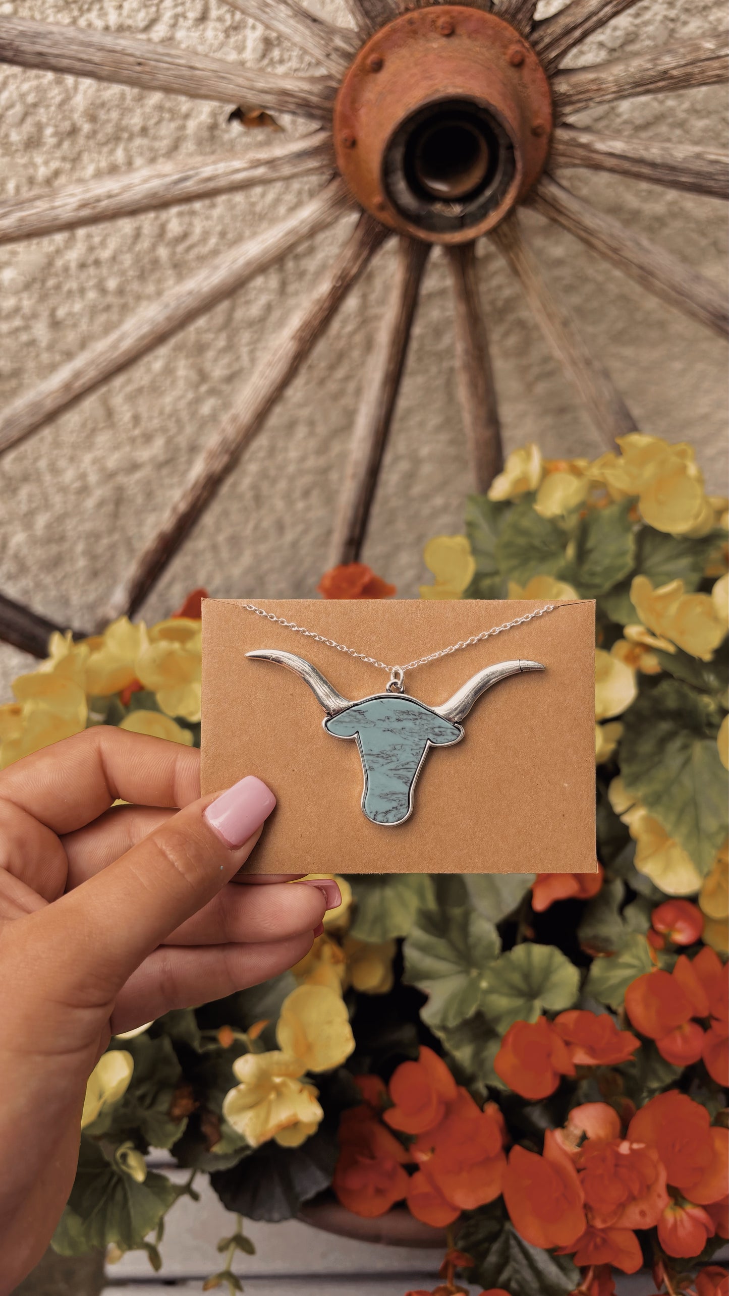 Large Turquoise Long Horn Necklace