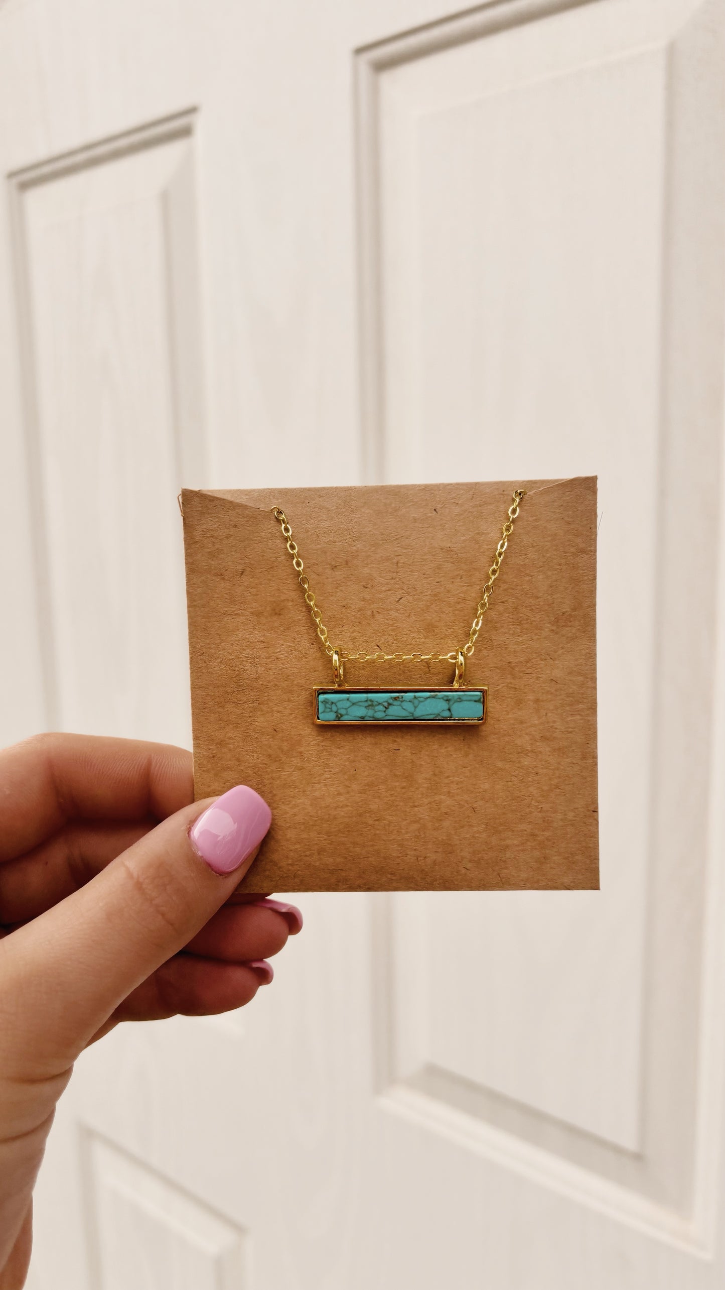 Gold and Turquoise Bar Necklace