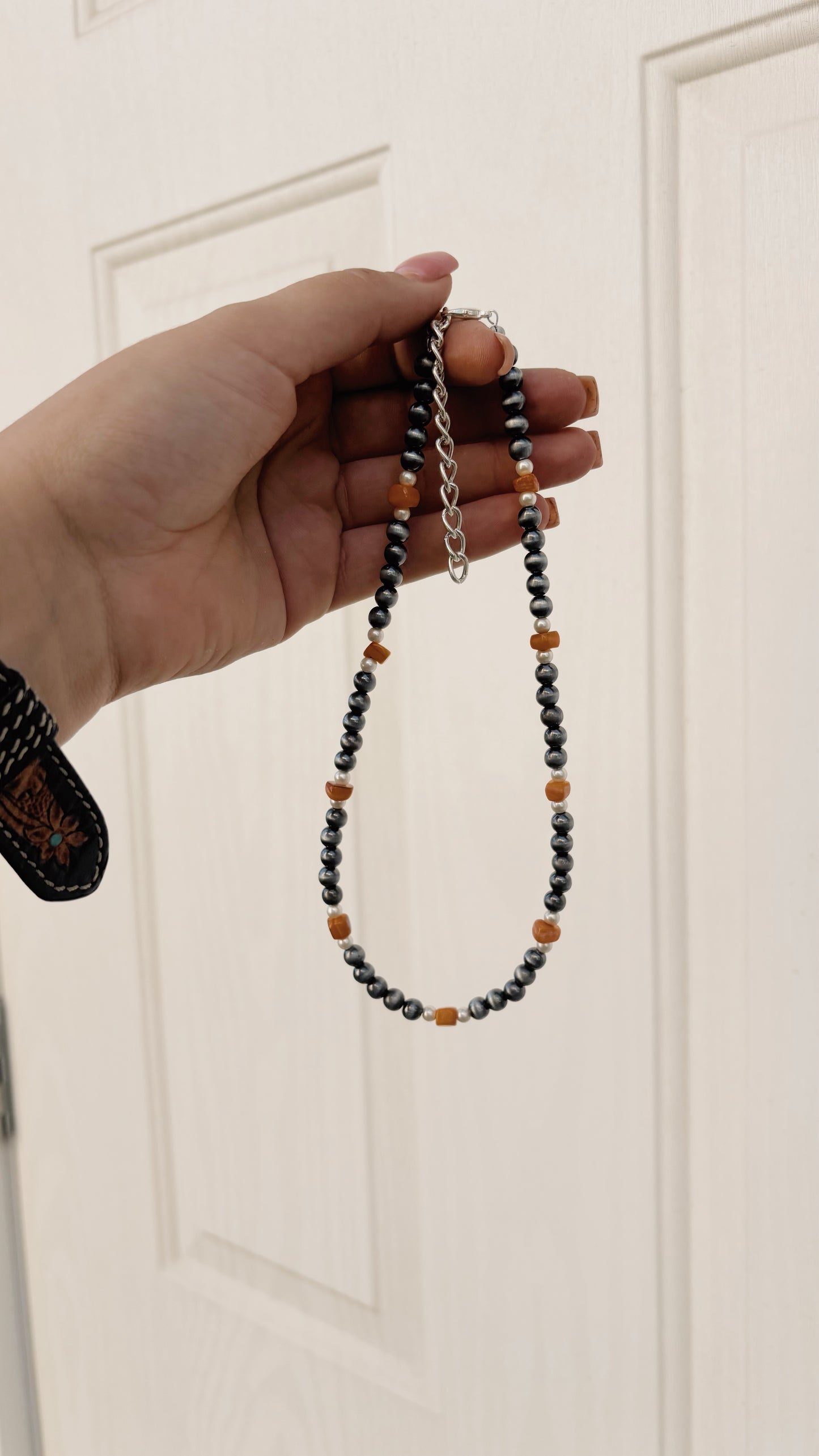 Orange and Navajo Beaded Necklace