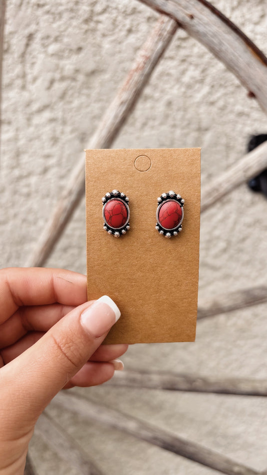 Red Stud Earrings