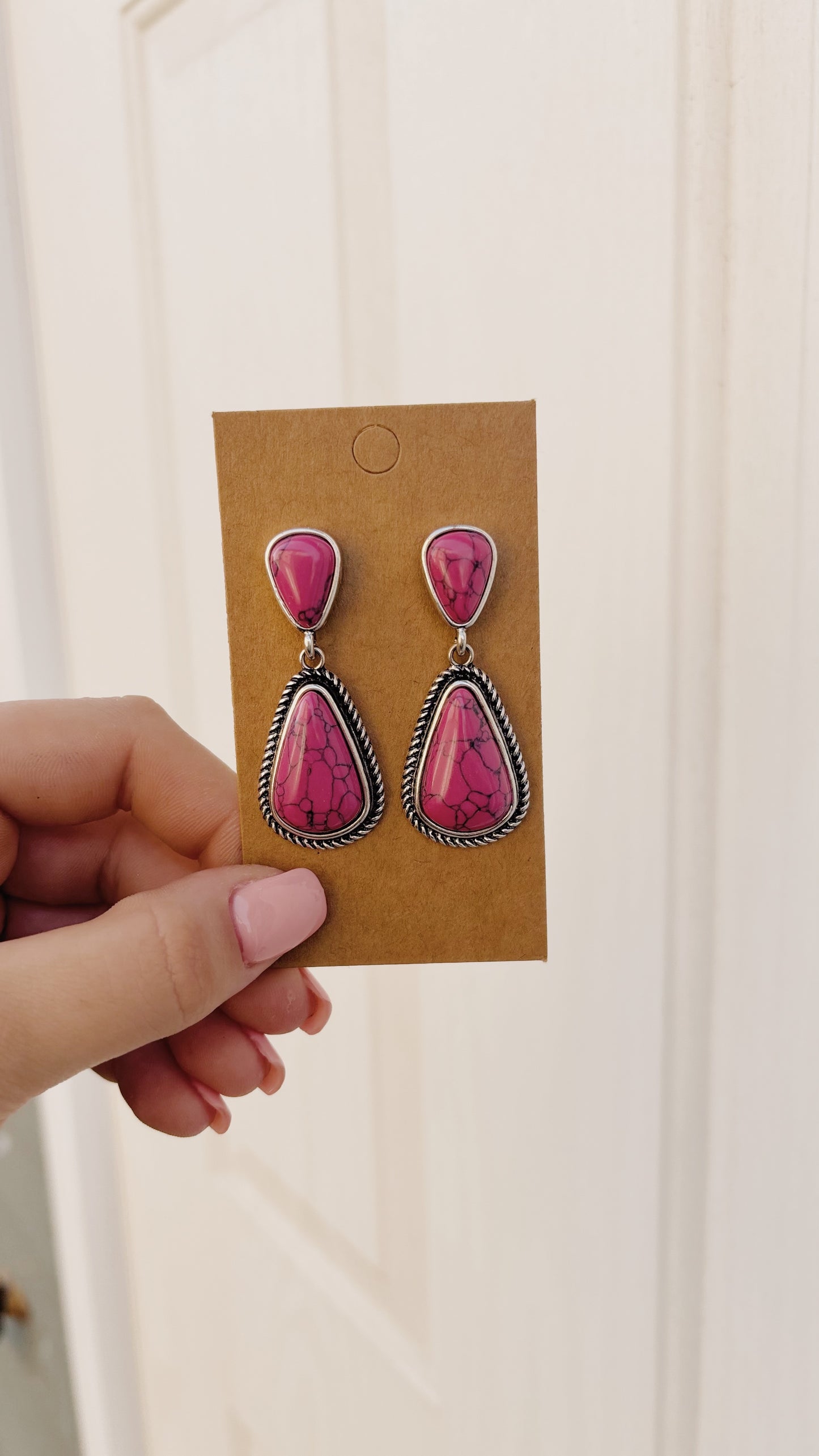 Pink Tear Drop Earrings