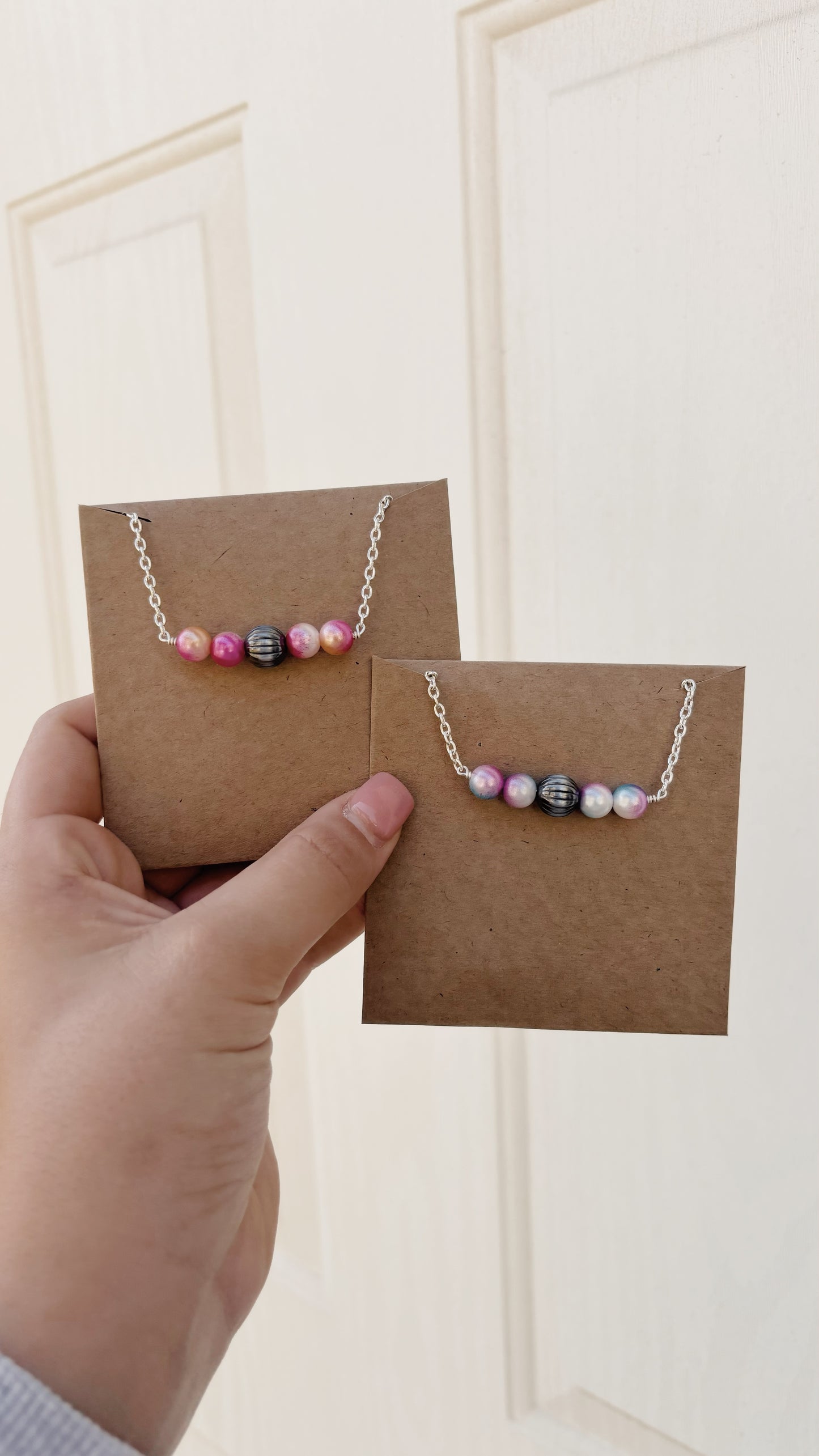 Pink and Blue Bar Necklace