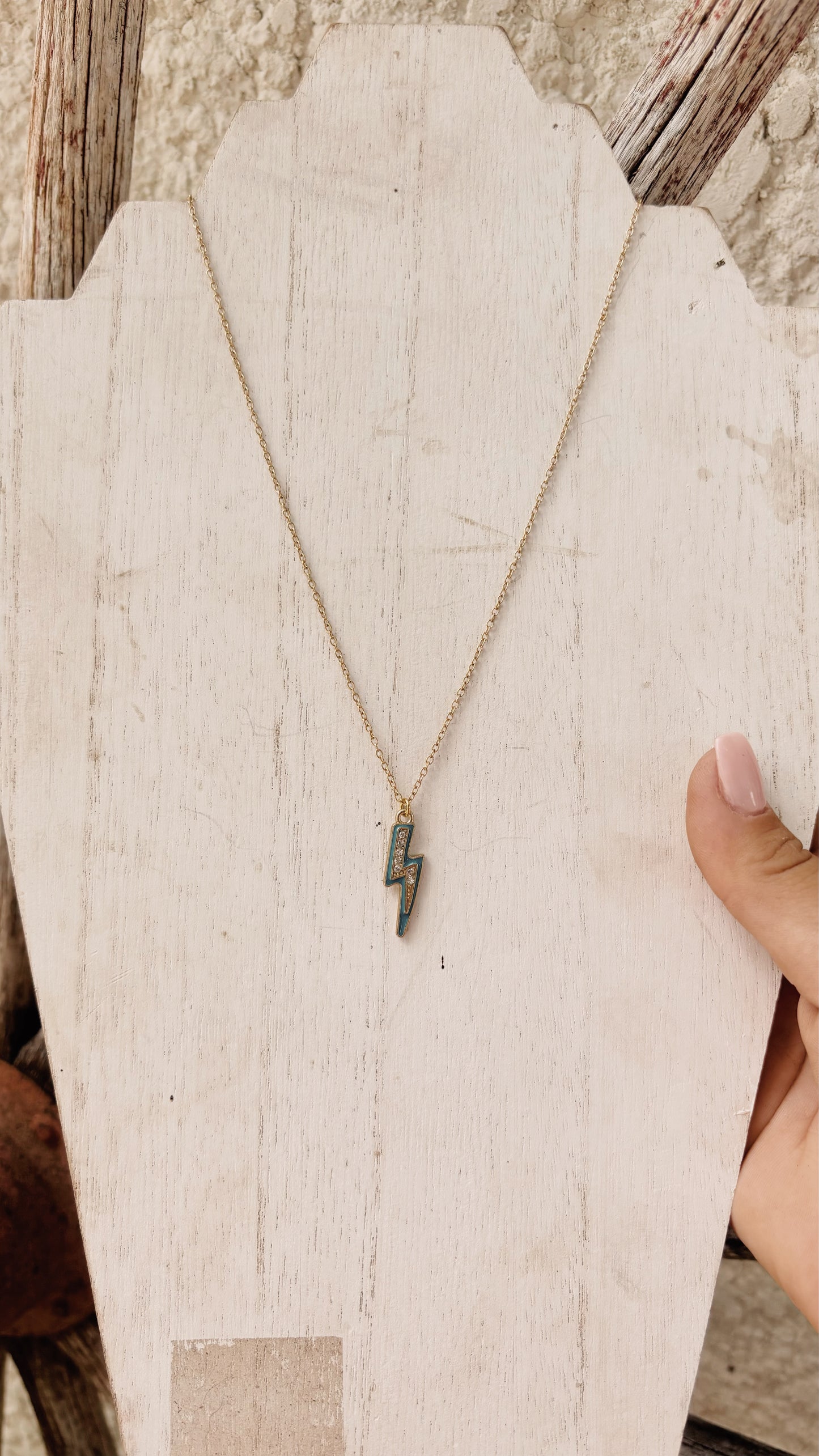 Gold Turquoise Lighting Bolt Chain