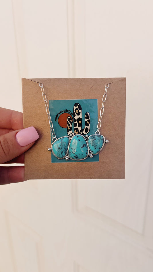 Three Stone Turquoise Necklace