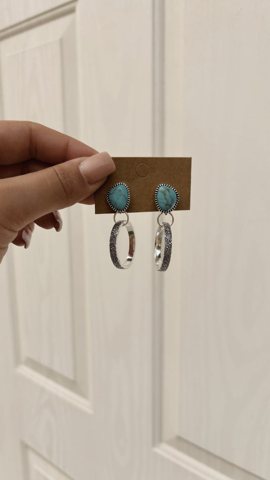 Turquoise Stud Hoop Earrings