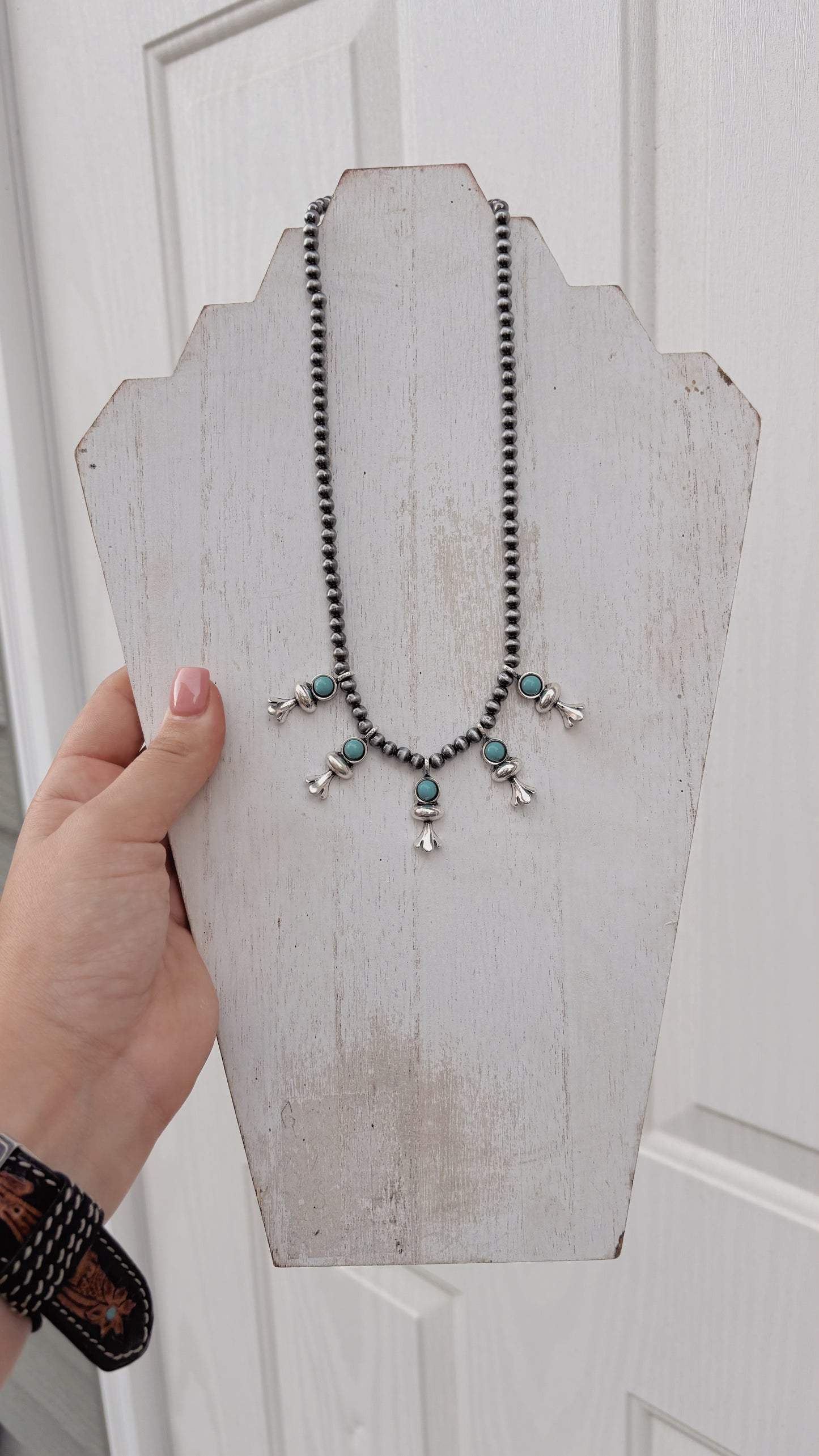 Blue Charm Beaded Necklace