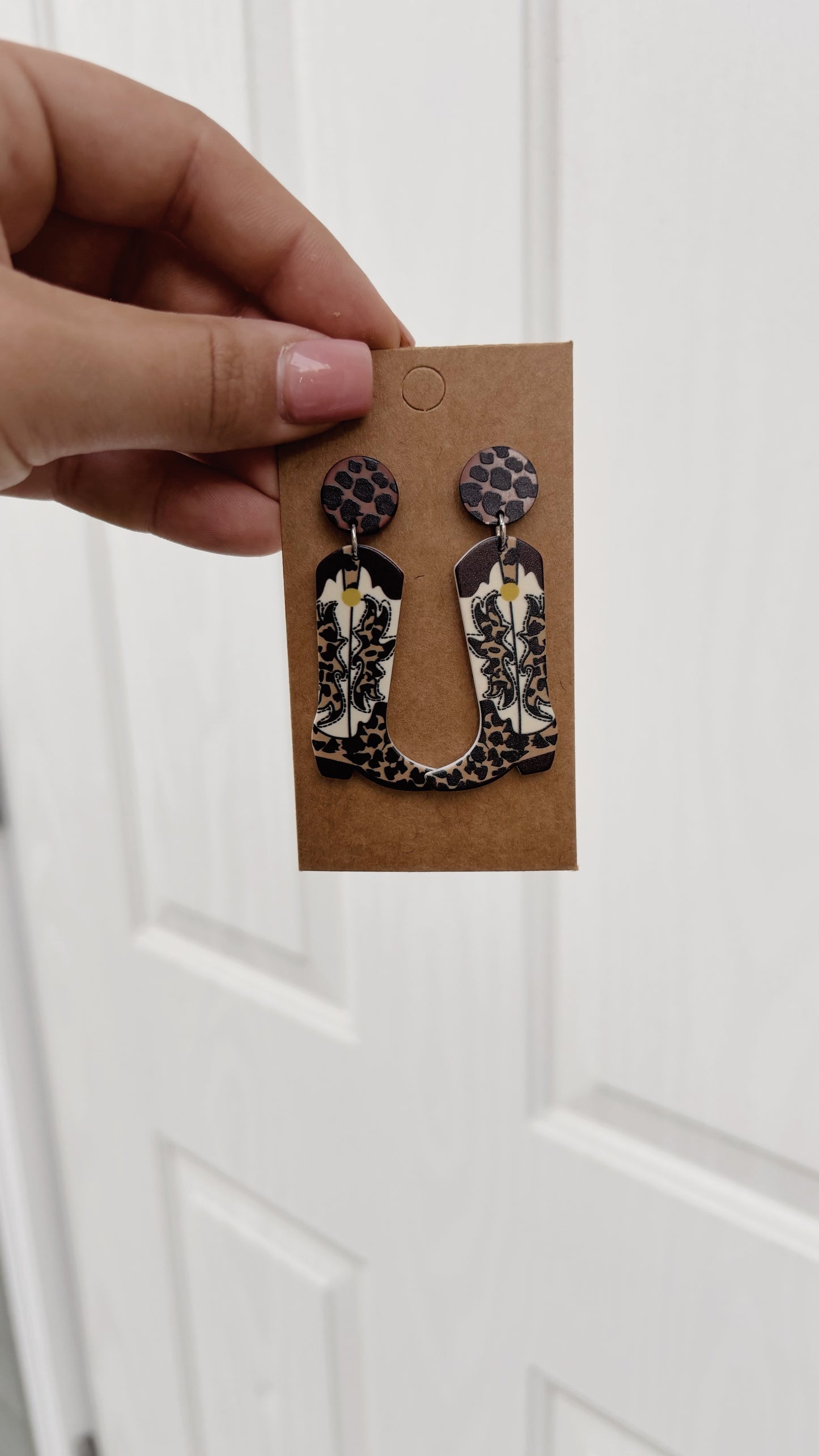 Cheetah Stud Cowgirl Boot Earrings