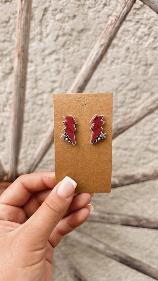 Red Lighting Bolt Earrings