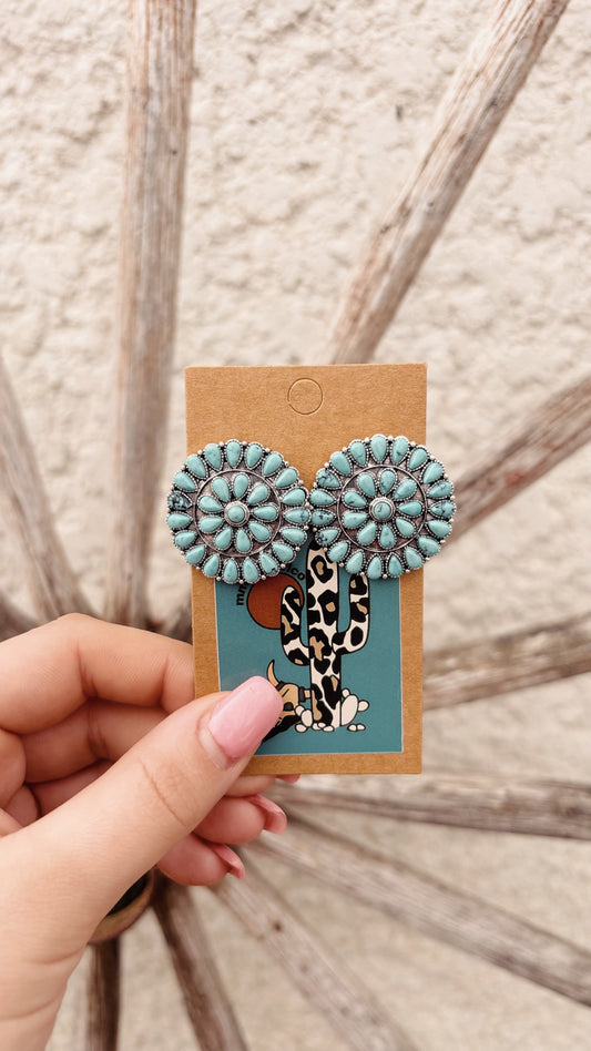 Circle Turquoise Stud Earrings