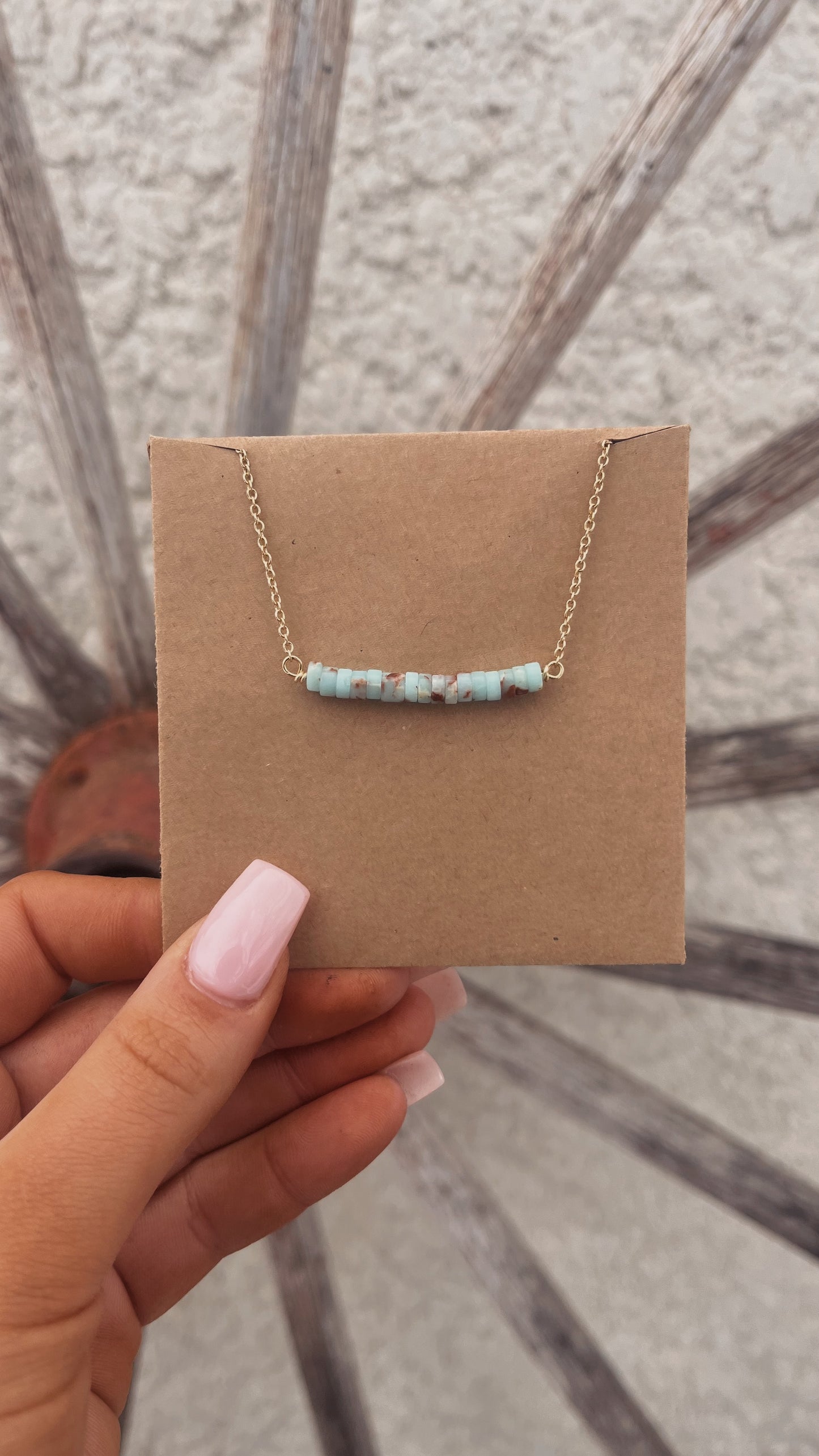 Light Turquoise Gold Necklace