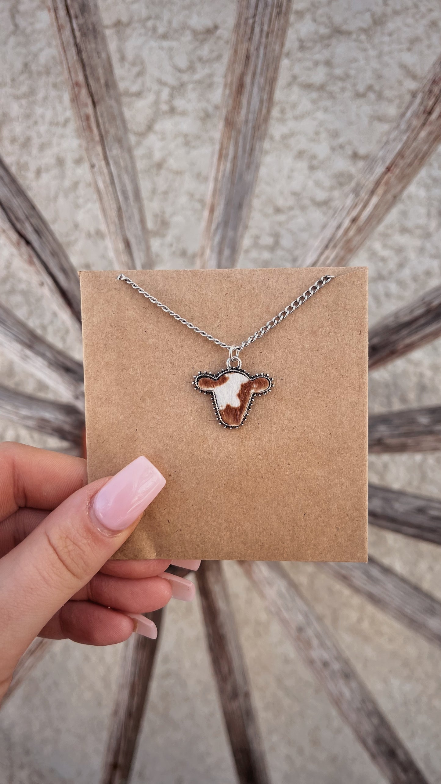 Brown Cow Head Necklace