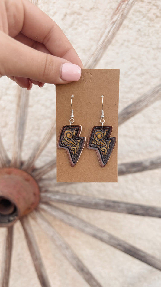 Leather Lighting Bolt Earrings