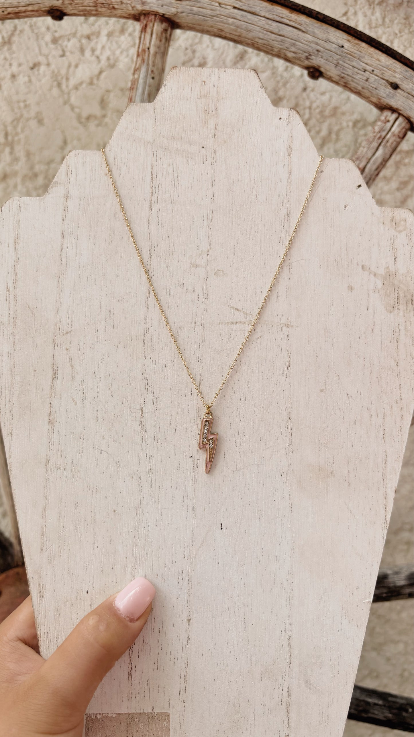 Gold Lighting Bolt Sparkle Necklace