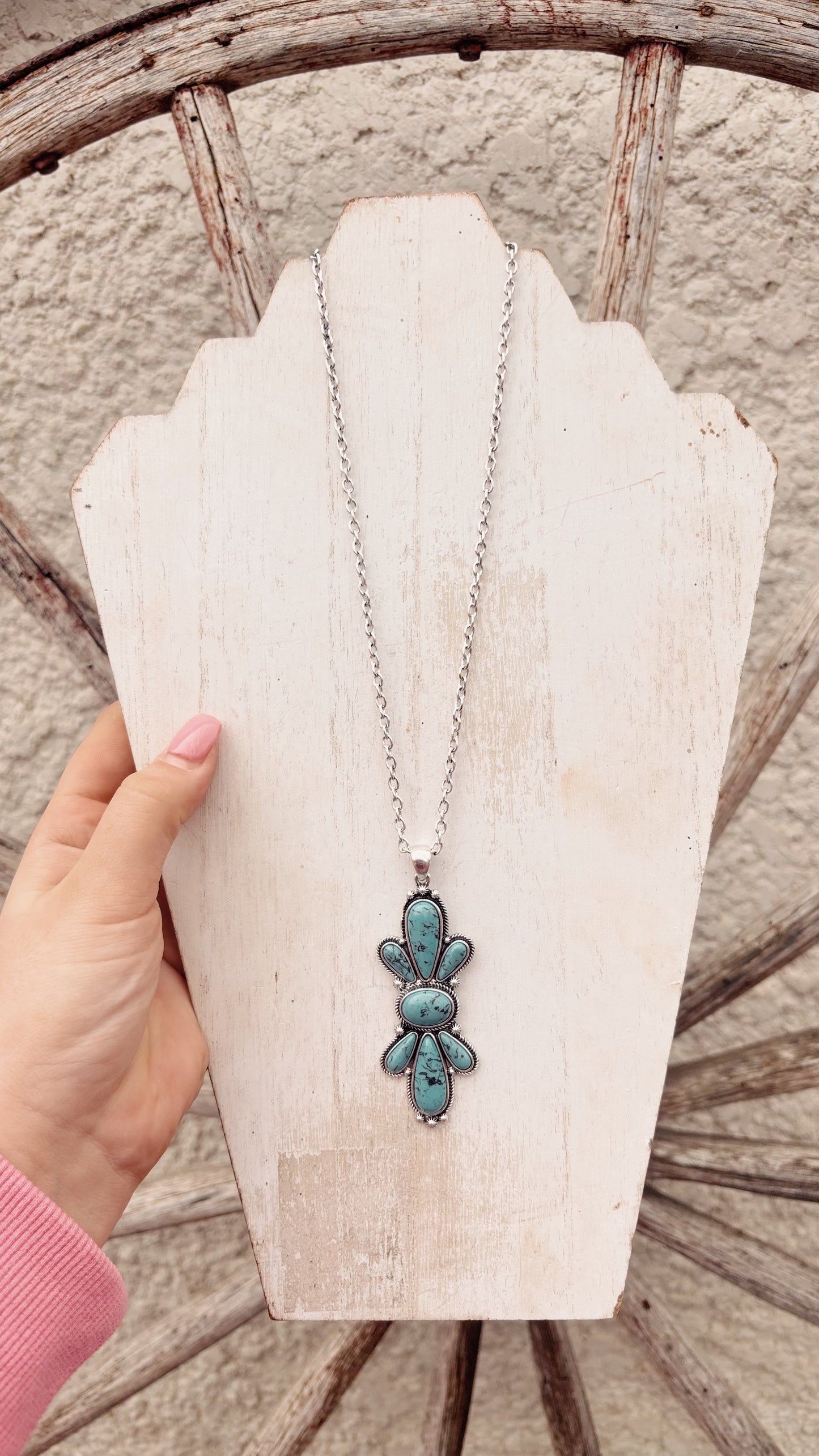 Turquoise Floral Chain Necklace