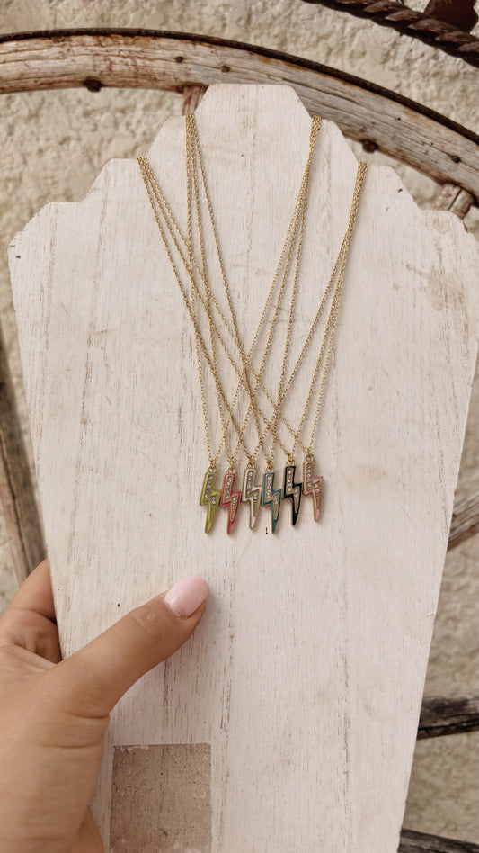 Gold Lighting Bolt Sparkle Necklace