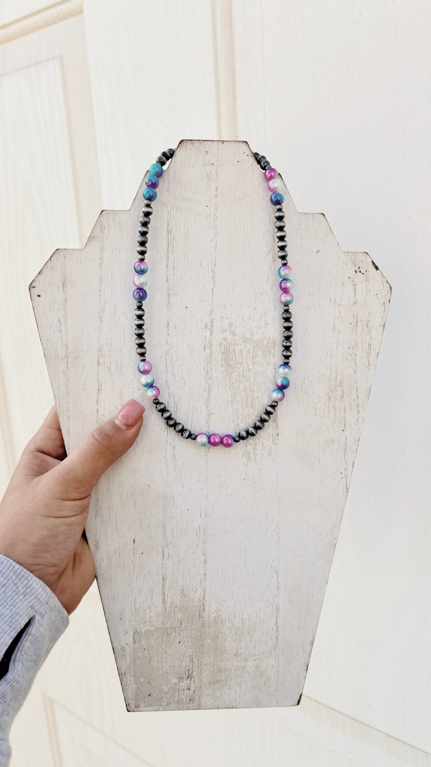 Blue and Pink Navajo Inspired Necklace