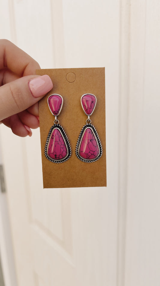 Pink Tear Drop Earrings