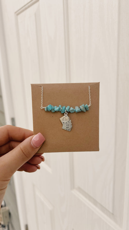 Turquoise Playing Card Bar Necklace