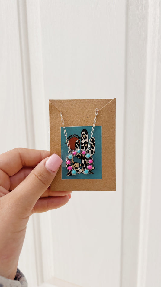 Pink Horse Shoe Necklace