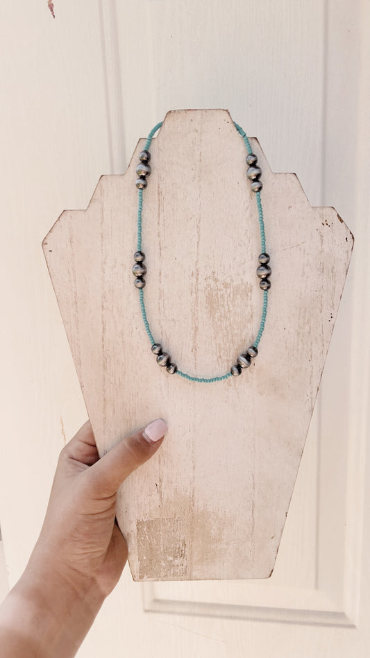 Turquoise Seed Bead Necklace