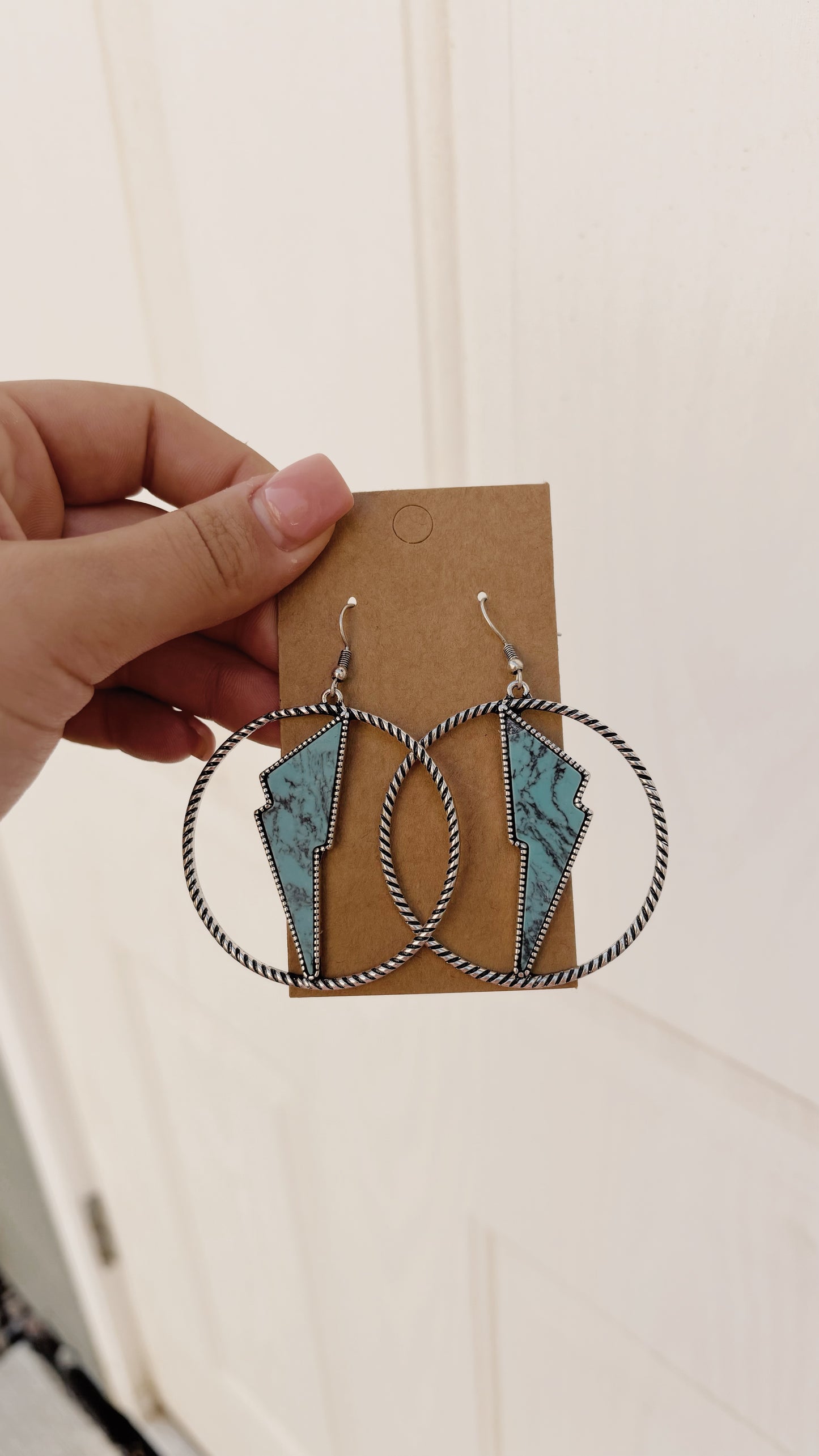 Lightning Bolt Circle Earrings