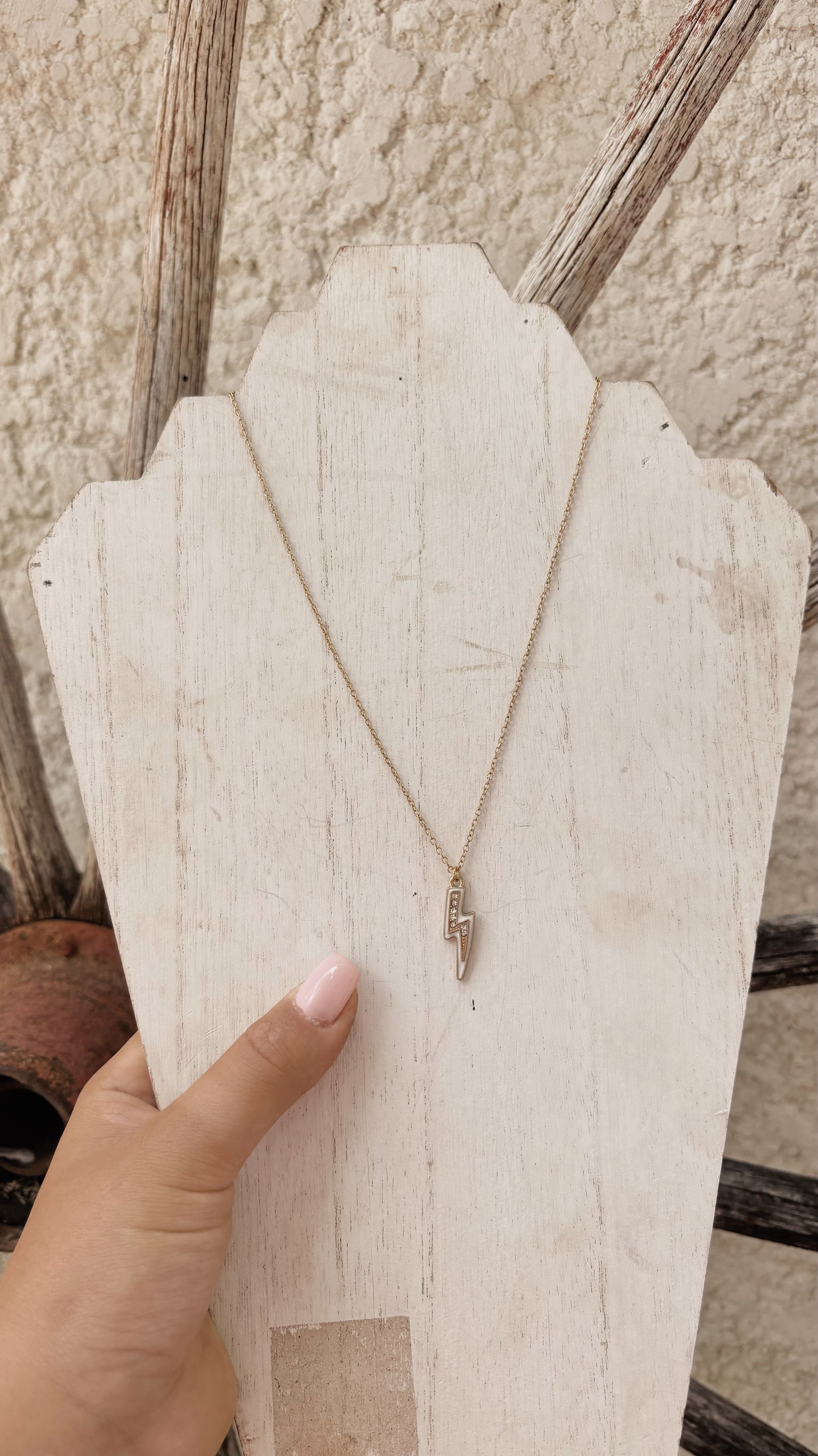 Gold Lighting Bolt Sparkle Necklace