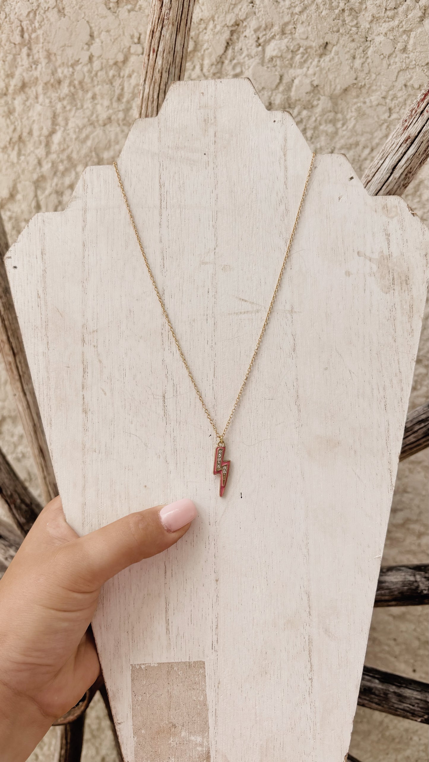 Hot Pink Lightning Bolt Necklace