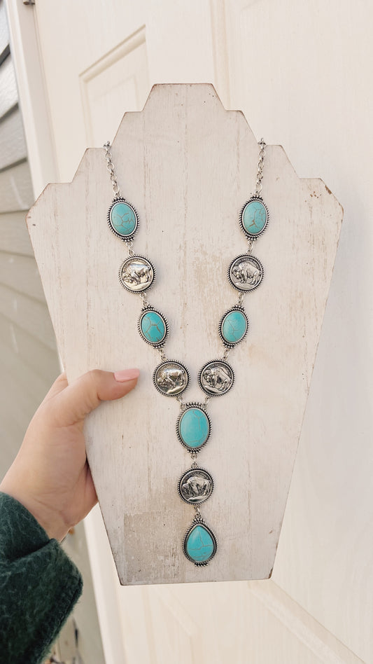 Buffalo and Turquoise Statement Necklace