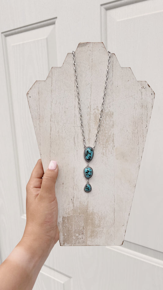 Three Stone Turquoise Necklace