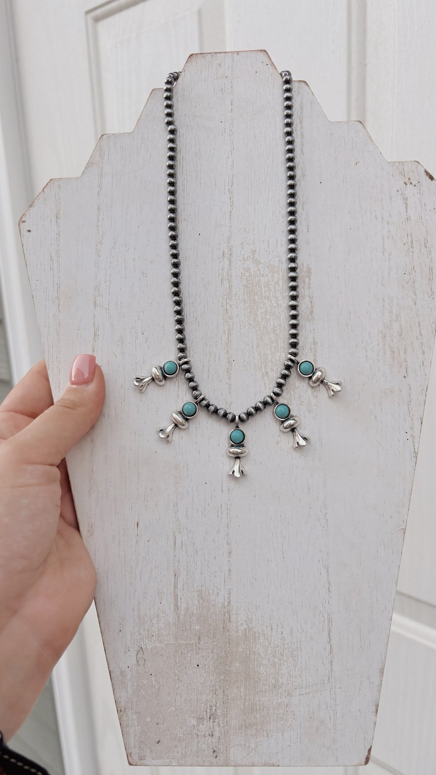 Blue Charm Beaded Necklace