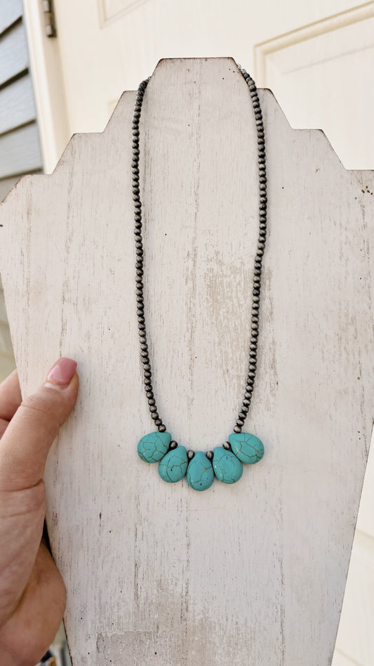 Pear Turquoise Rounded Necklace