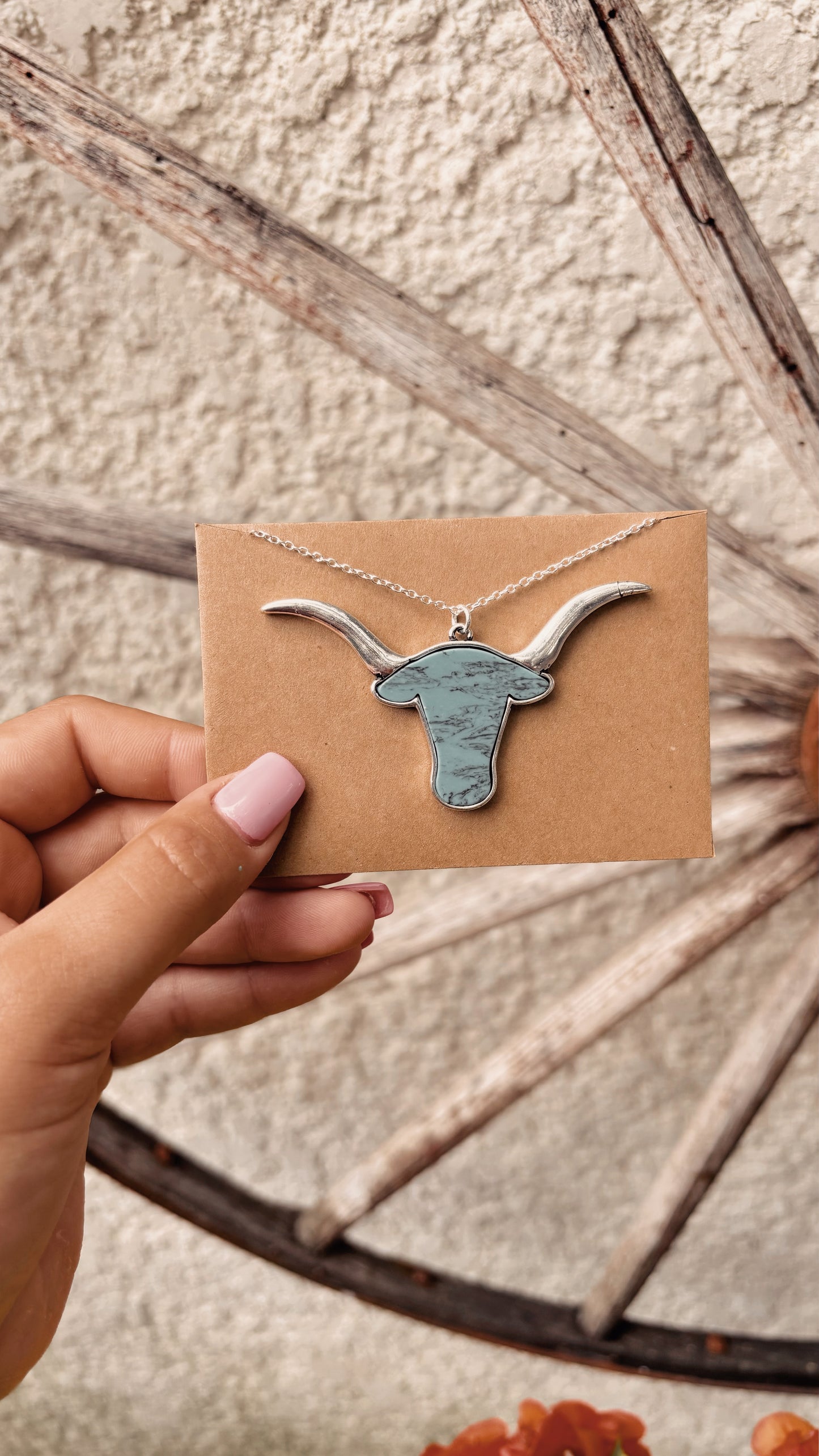 Large Turquoise Long Horn Necklace