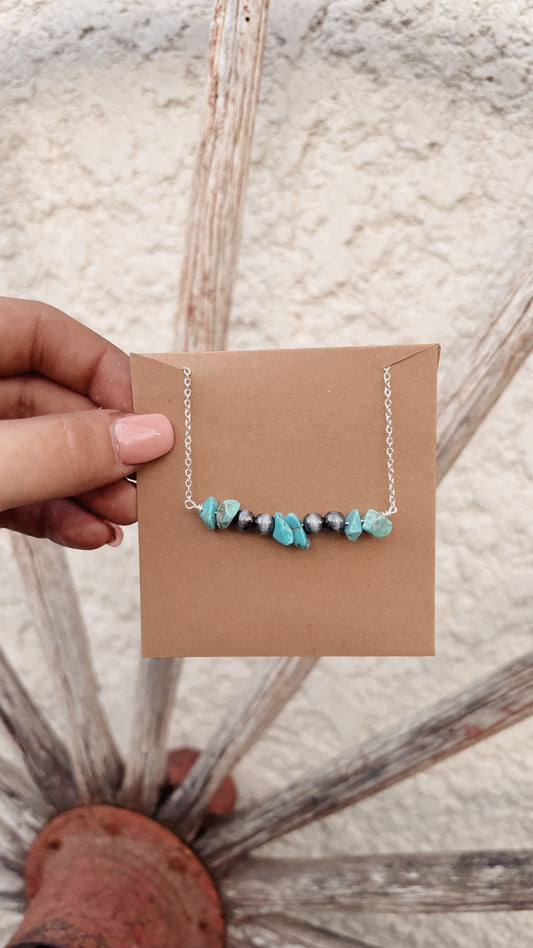 Two Turquoise and Navajo Bar Necklace