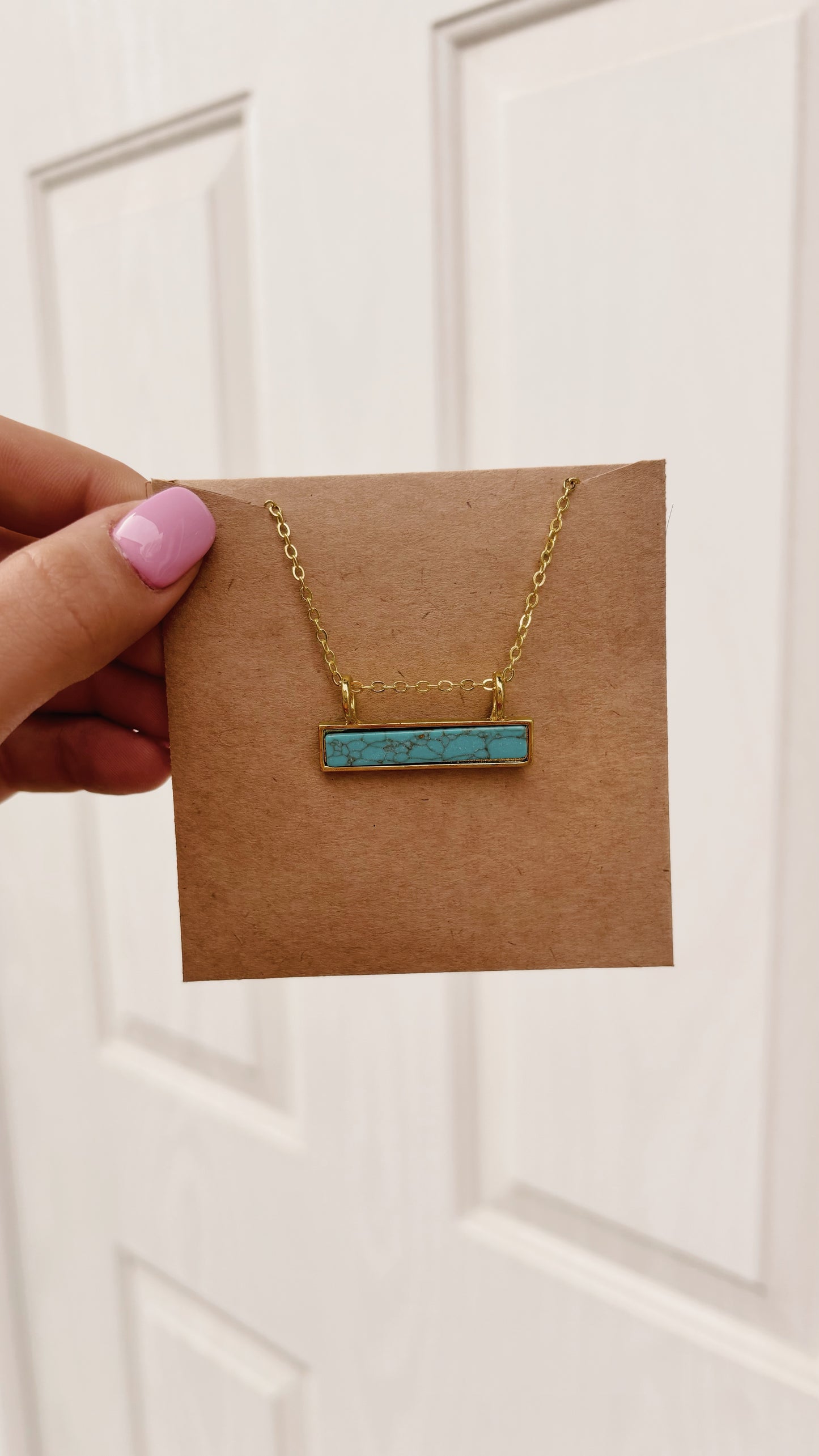 Gold and Turquoise Bar Necklace