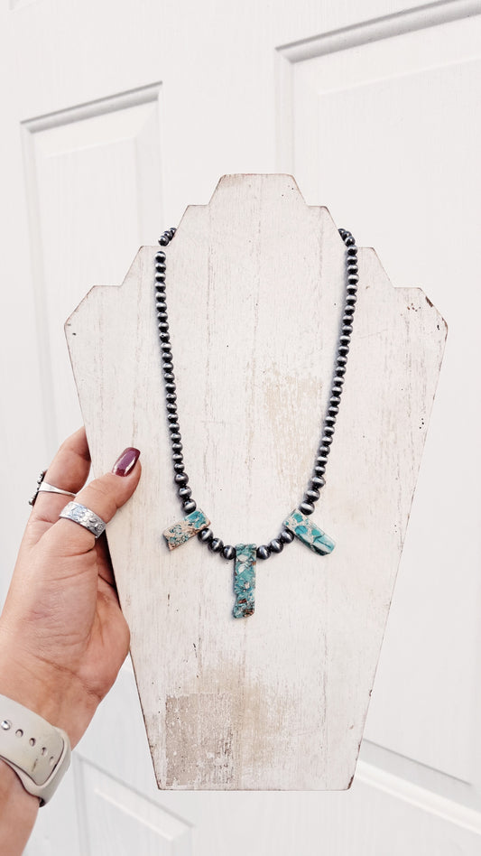 Three Stone Beaded Necklace