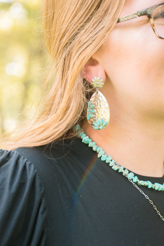 Turquoise Floral Earrings