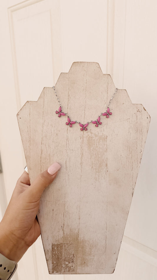 Pink Butterfly Necklace