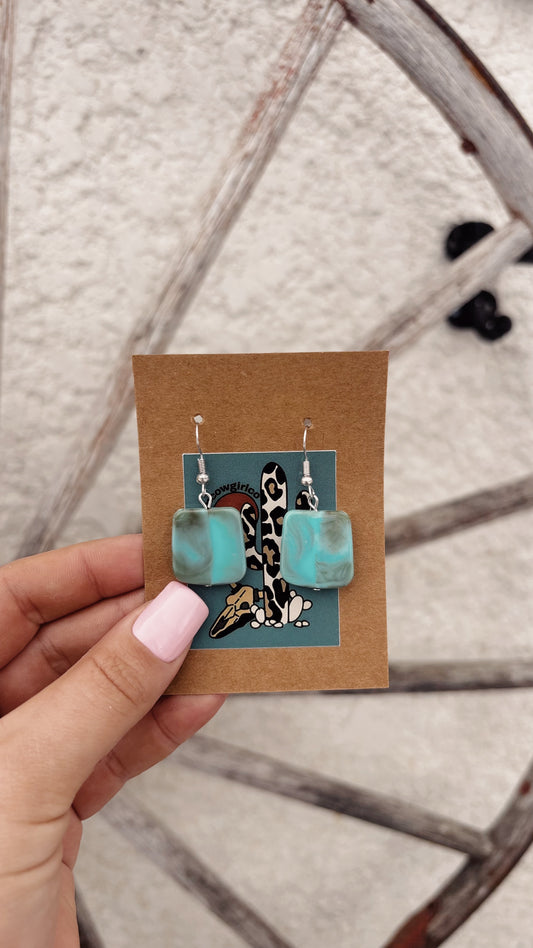 Square Turquoise Earrings
