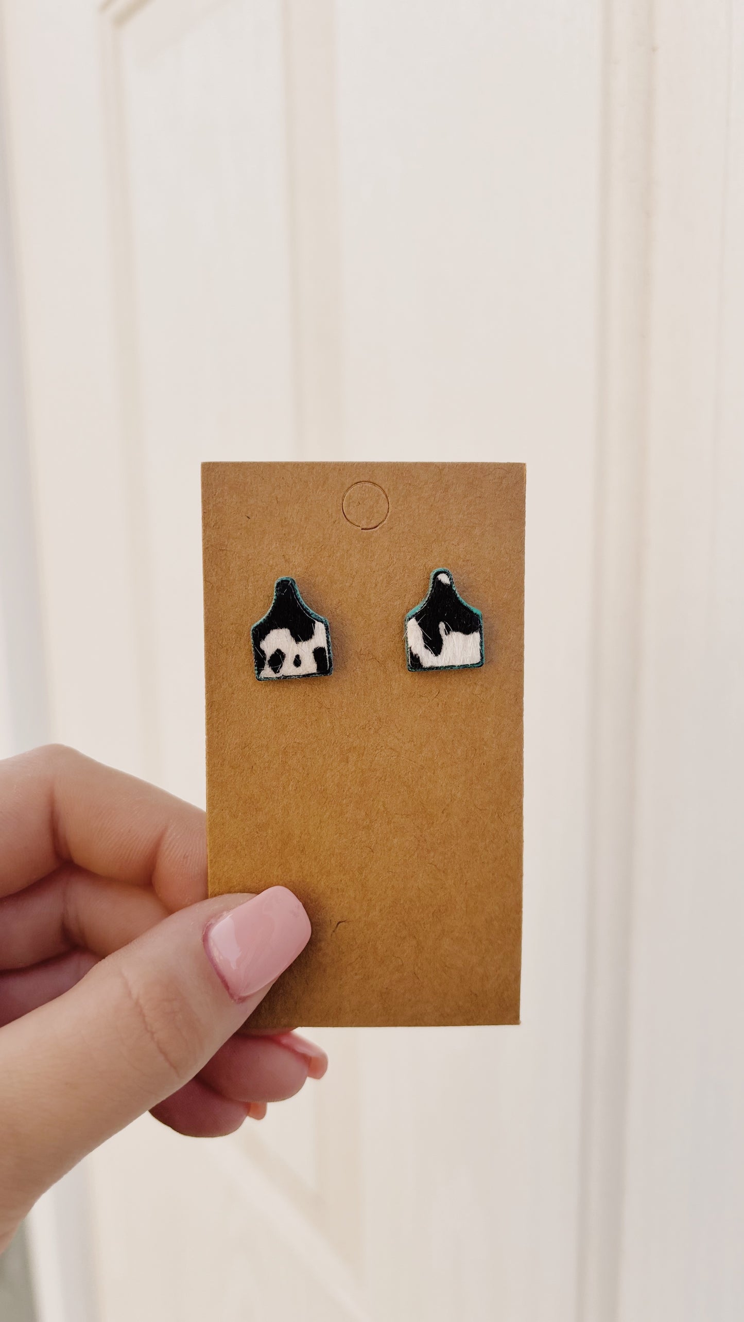 Turquoise Cow Tag Earrings