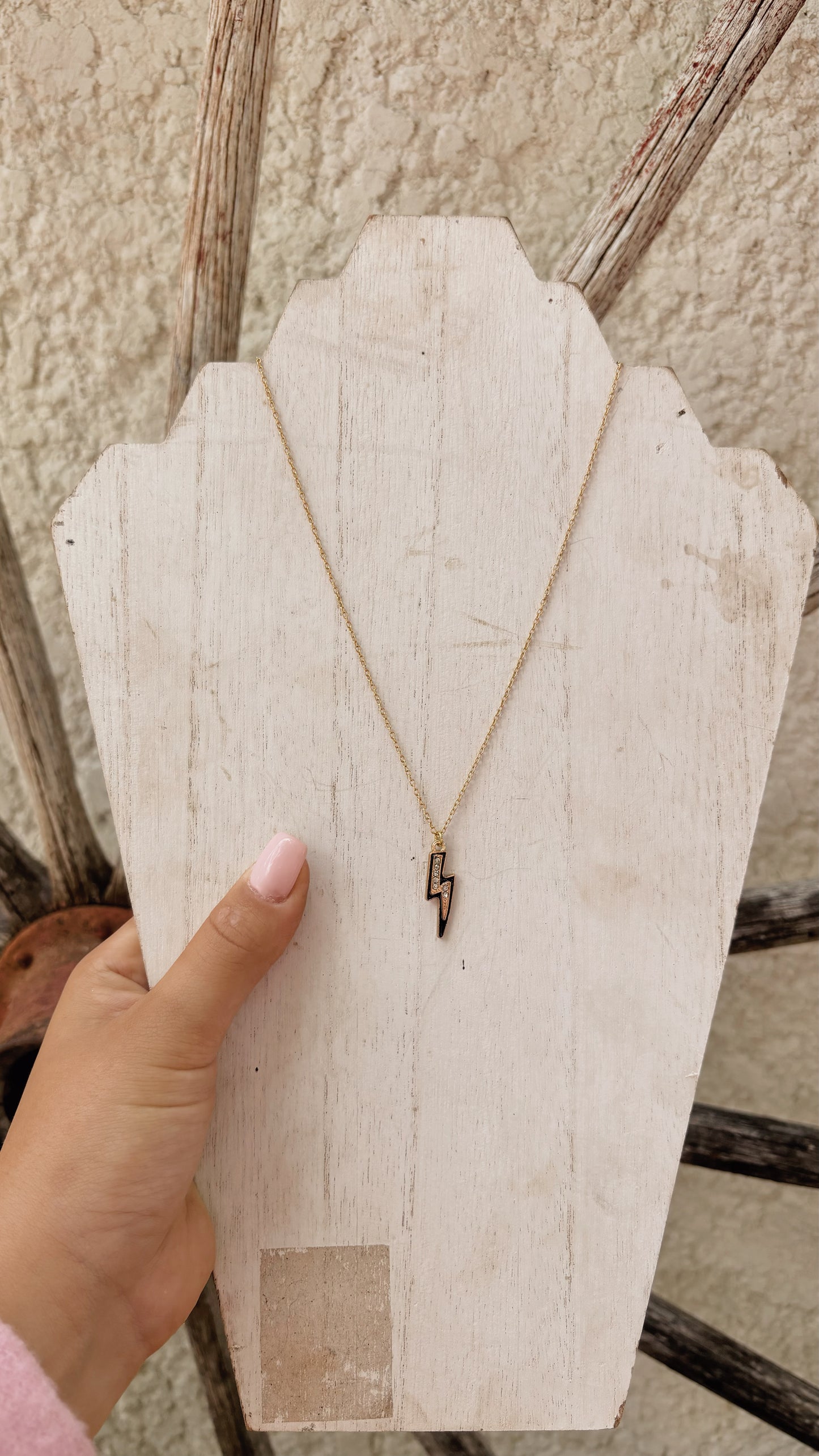 Black and Gold Lightning Bolt Necklace